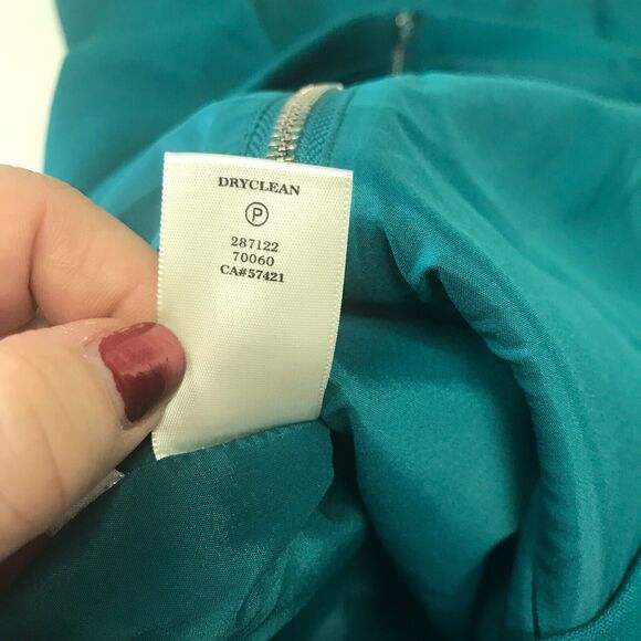 Ann Taylor Dress Womens Teal Green Crew Neck 3/4 Sleeve Drop Waist Shift Zippers - Picture 6 of 9